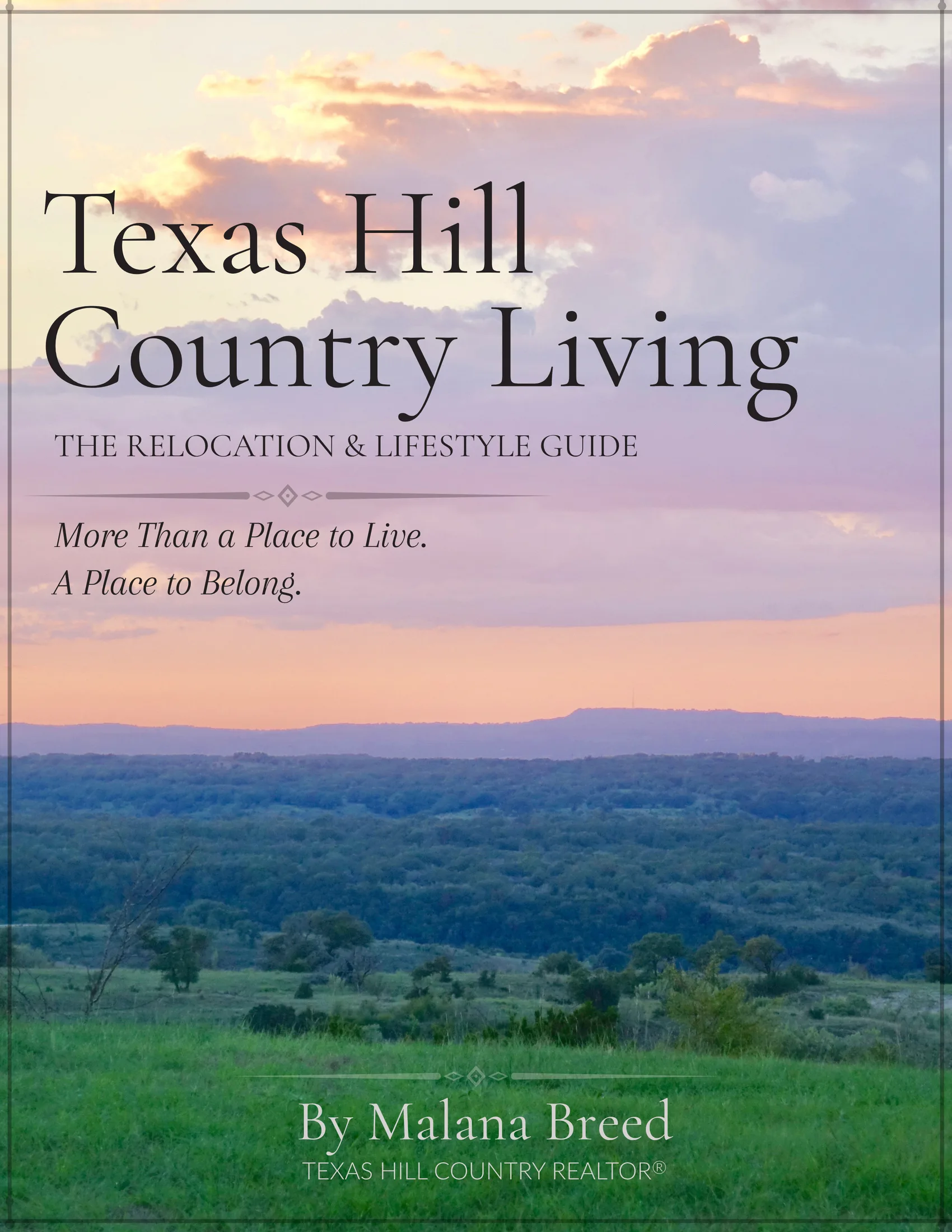 Cover of the Texas Hill Country Living Guide by Malana Breed — a field of bluebonnets and Indian paintbrush.